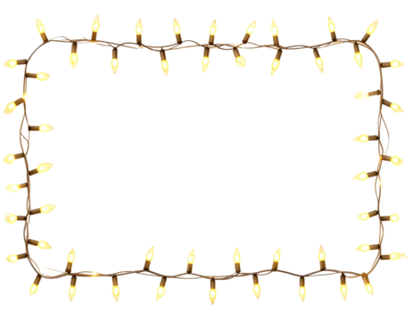 Warm White Fairy Light Garland Frame in Curved Border Shape, Transparent PNG
