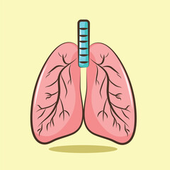 isolated pink vector lungs for sciene, education, clipart 