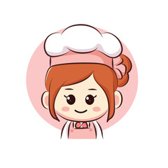 Cute bakery chef girl is smile mascots cartoon art illustration