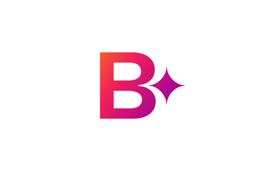 Letter B with sparkle logo icon design template elements