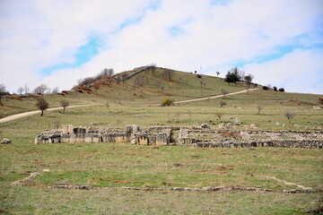 TURKIYE,HATTUSA.It was the capital of the Hittite Empire in the late Bronze Age The earliest traces of settlement on the site are from the sixth millennium BC.In the photoThe Great Temple in the inner
