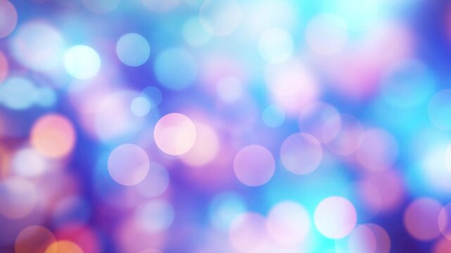 青とピンク　玉ボケ　ループ動画　ネオン　抽象的　キラキラ　パーティクル　ふわふわ　光る　爽やか　Abstract neon lights bokeh in blue and pink tones.Loop video.