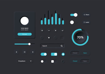 3D Neumorphic Soft UI Design. 3D Bottons.