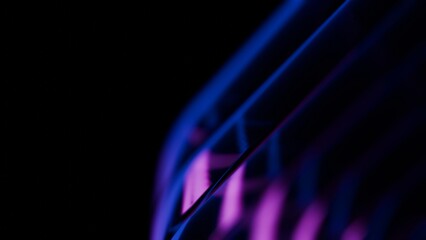 a close up of a cell phone with a blue and purple design