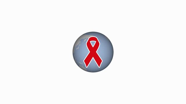 Footage animation shows a red aids awareness ribbon gracefully encircling a globe graphic.