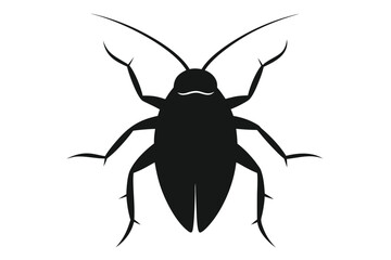 Detailed silhouette illustration of a cockroach on a clean white background