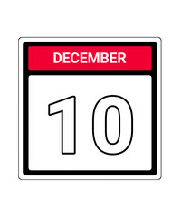 calendar icon December month date 10