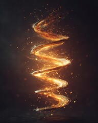 Glowing Spiral Helix with Sparkling Particles