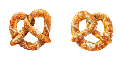 cute pretzel watercolor vector illustration
