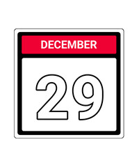 calendar icon December month date 29