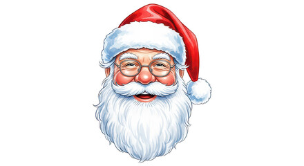 Classic portrait of santa claus with a merry smile and red hat isolated on transparent background