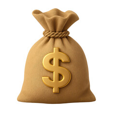 Golden dollar sign on a money bag represents wealth finance economy success and profit