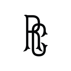 RC monogram logo design letter text name symbol monochrome logotype alphabet character simple logo