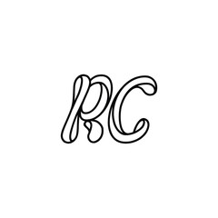 Naklejka premium RC monogram logo design letter text name symbol monochrome logotype alphabet character simple logo