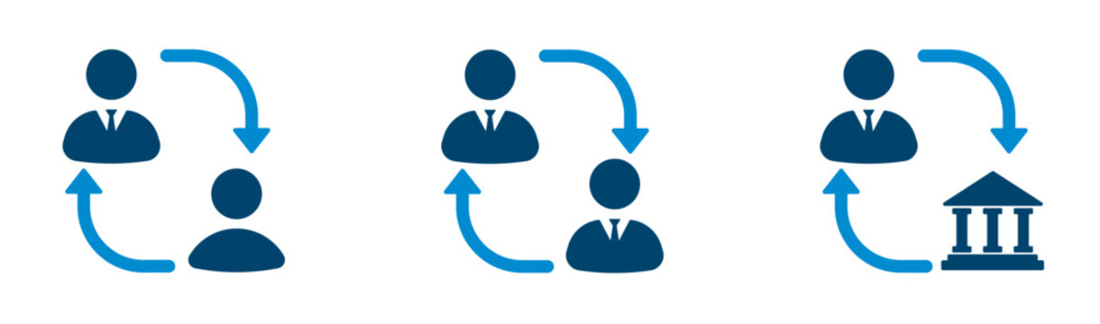 B2C, B2B, B2G icons. Icons of connection in business.