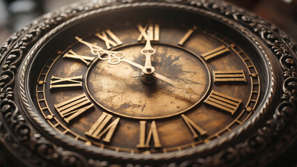 Retro mechanical clock close-up