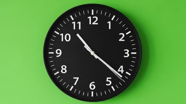 Clock Timelapse Greenscreen Alpha Loop. Fast movement of clock hands motion . Time Passing Fast. 