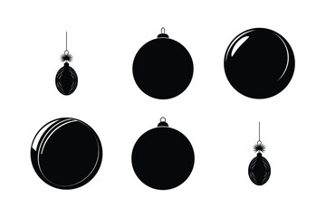 Christmas ornament ball black silhouette here white color is the transparent, background color