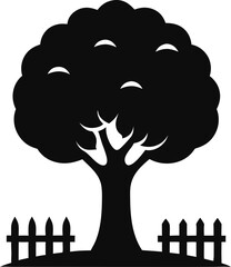 Silhouette of a park bench with a tree beside it vector silhouette