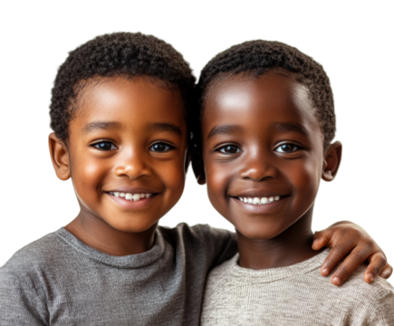 Happy children smiling together portrait bright isolated on transparent background, png - Powered by Adobe