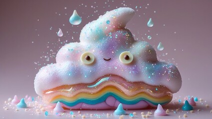 Magical Confection: An Adorable Cloud-Shaped Dessert Sparkling with Edible Shimmer