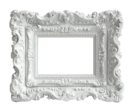 Elegant white frame displaying home isolated on transparent background, png - Powered by Adobe