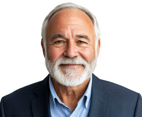 Obraz premium Smiling senior businessman portrait neutral professional isolated on transparent background, png