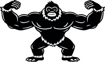 Bigfoot Silhouette Professional Muscular Cryptid Art