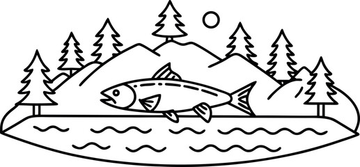 Leaping Fish Lake Water Splashing Art