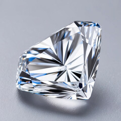 Big diamond isolated. Close up side view highlighting facets.