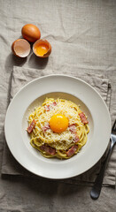 Spaghetti Carbonara with Egg Yolk and Parmesan Cheese