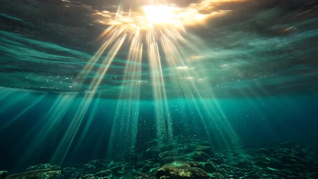 Underwater Light Shafts in Ocean Scene