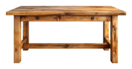 Wooden dining table modern home furniture display bright room isolated on transparent background, png