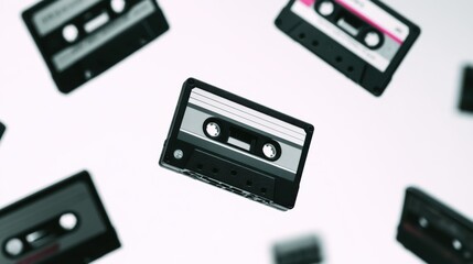 Fototapeta premium Retro audio cassettes in a soft focus