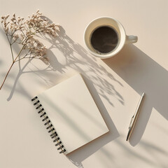 Calm Workspace with Notebook and Pen