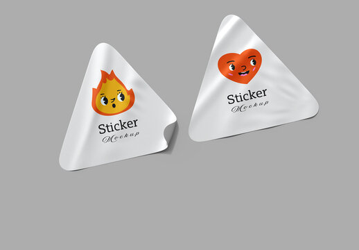 Realistic Triangle Sticker Mockup