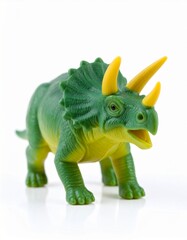 high definition photo object triceratop rubber toy in white isolated background