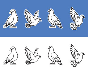 Dove bird vector illustration collection. Suitable for logos, outdoor designs, stickers and t-shirt designs.	