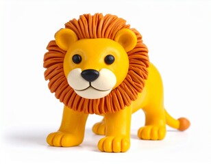 high definition photo object cute lion clay toy in white isolated background