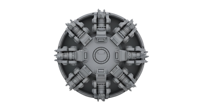 Detailed 3D Rendering of an Advanced Futuristic Mechanical Drone Design Structure