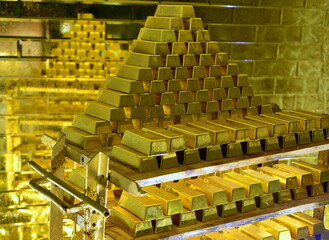 gold bars, treasury, Historic Gold Mine, Złoty Stok, Poland, Europe, metal, business, golden, money, block, material, underground treasury, wealth,