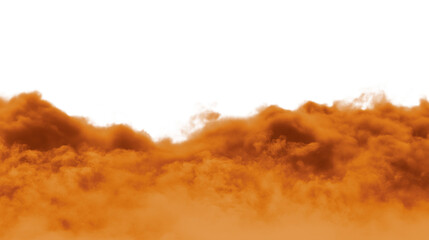  orange dust cloud isolated on white background