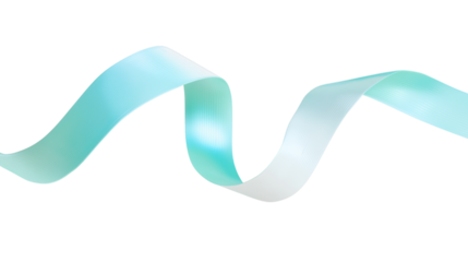 beautifully curved ribbon in shades of blue isolated on white background