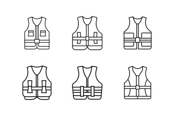 life jacket icon line art vector illustration