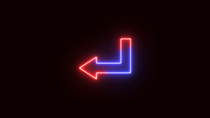 Neon left arrow, Glowing Neon Arrow Pointing left on Black Background