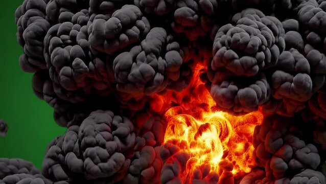 Intense Explosion with Dark Smoke and Bright Flames