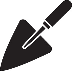 Trowel Silhouette in Black | Construction Hand Tool Icon