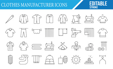 Vector Icons for Sewing, Garment Making, and Fashion Manufacturing