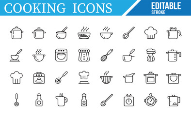 Kitchenware and Cooking Tools Icons for Culinary and Food Design Projects