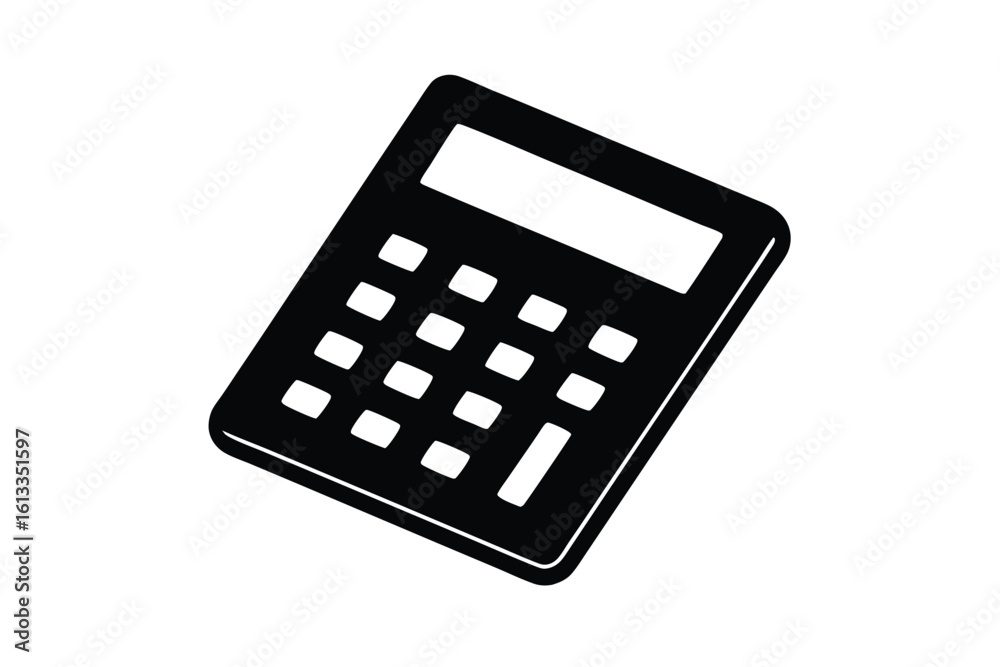 Wall mural vector art of a black calculator with buttons and a display isolated on a white background